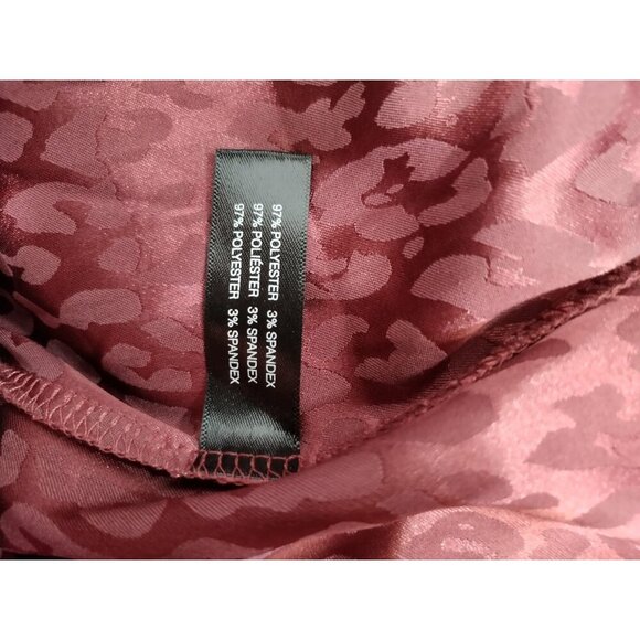 BCBG Max Azria Women's Burgundy Leopard Print Satin Pajama Pants (Medium) - Picture 4 of 8